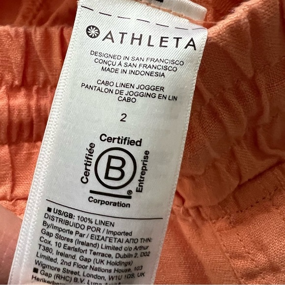 ATHLETA Cabo Linen Jogger Pants Light Peach Casual Activewear Outdoor Women’s 2 - Picture 11 of 13